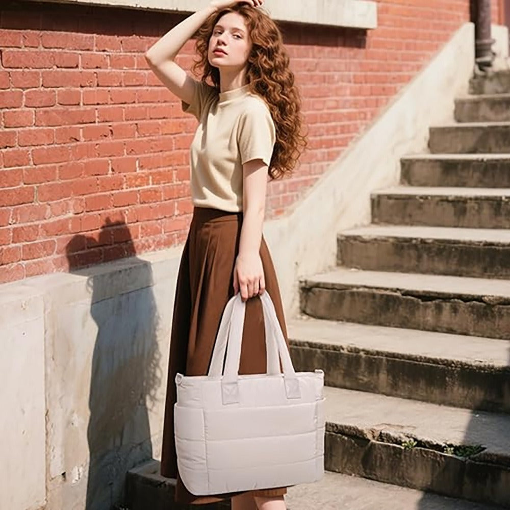 Quilted Laptop Tote Bag for Women