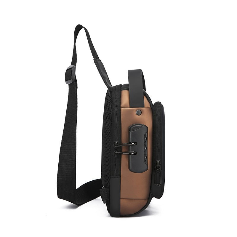 Men's Waterproof Anti-Theft Crossbody Sling Bag with USB Port