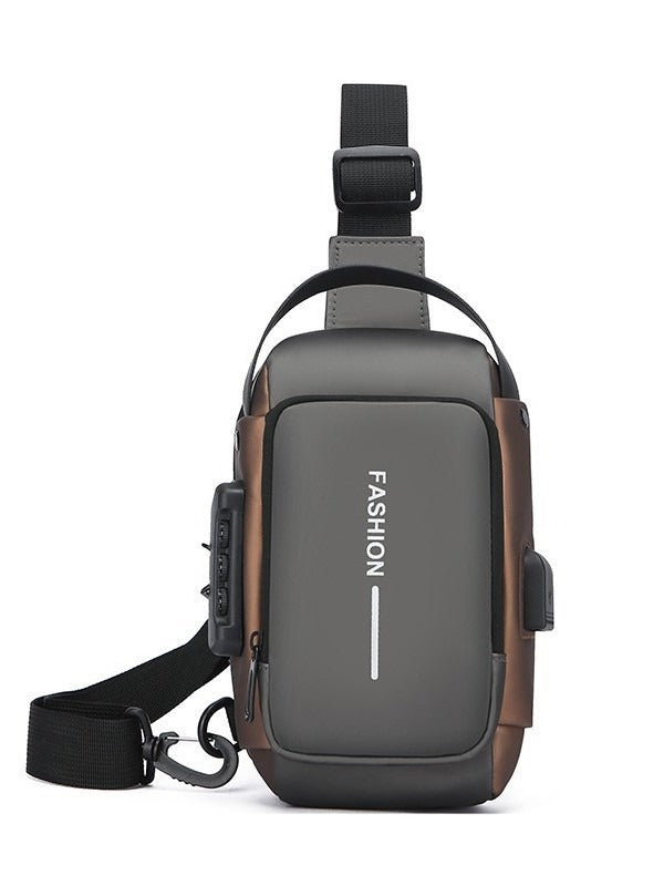 Men's Waterproof Anti-Theft Crossbody Sling Bag with USB Port