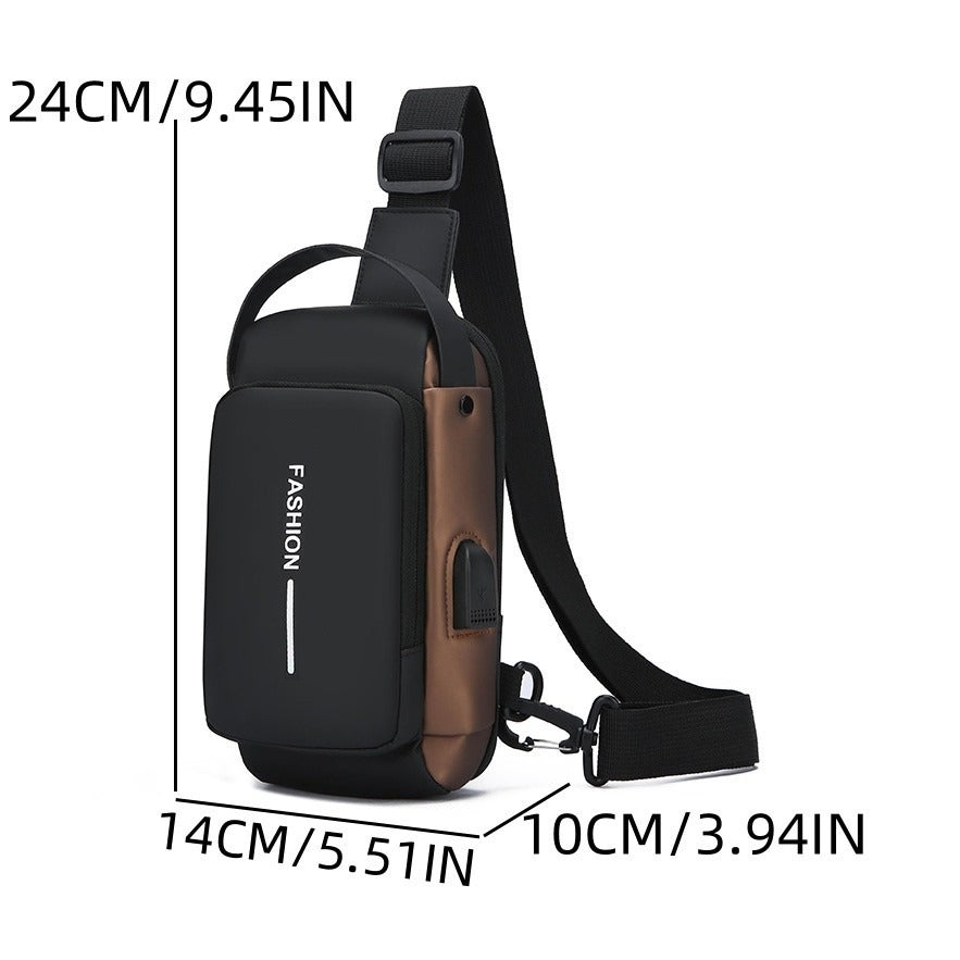 Men's Waterproof Anti-Theft Crossbody Sling Bag with USB Port