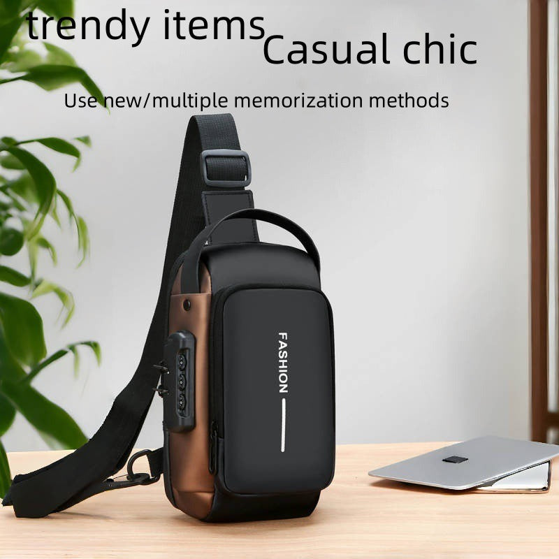 Men's Waterproof Anti-Theft Crossbody Sling Bag with USB Port