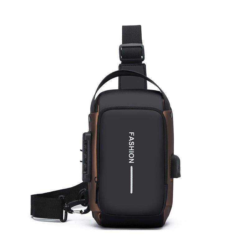 Men's Waterproof Anti-Theft Crossbody Sling Bag with USB Port