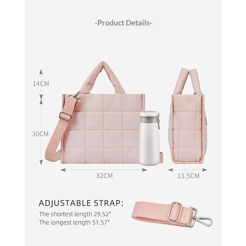 Large Quilted Crossbody Tote Bag for Women